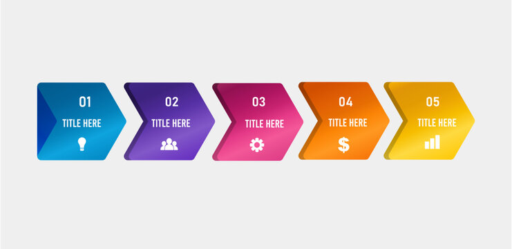 5 steps horizontal arrow process infographic template vector illustration