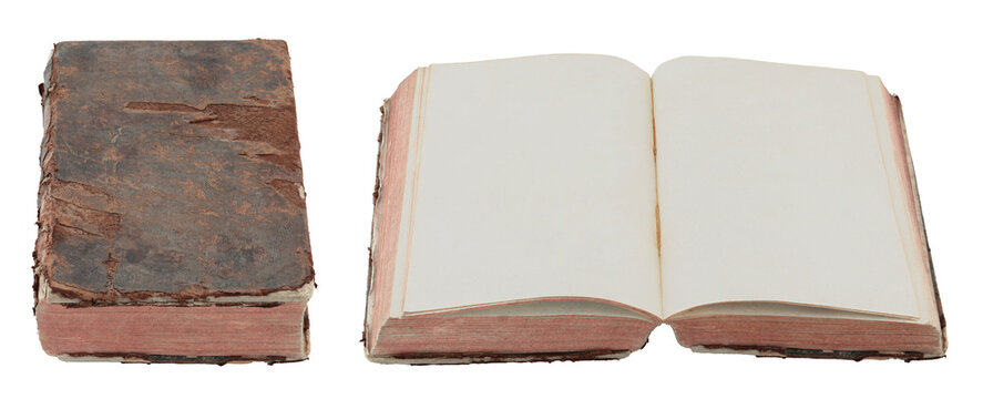 Set of ancient open and closed books isolated on transparent background. Vintage historical book collection for literature, education, reading, publishing and cultural heritage concepts