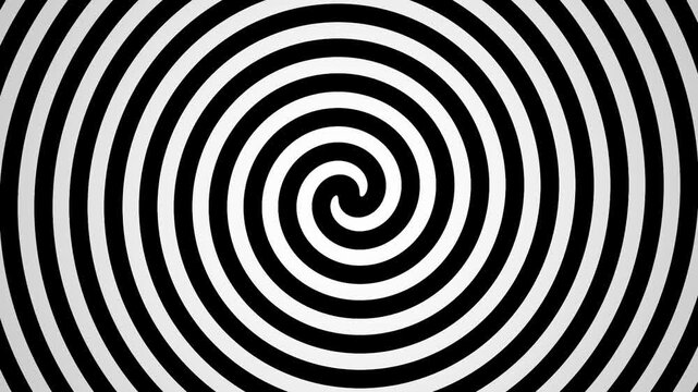 Dynamic swirling monochrome vortex design for abstract visual art and hypnotic optical illusion