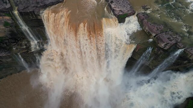 Aerial View of Purwa Waterfall on Tons River Rewa Madhya Pradesh India