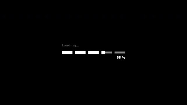 Bar Loading Animation 5 Rectangle Split With Percentage Clean White Loop Transparent Background