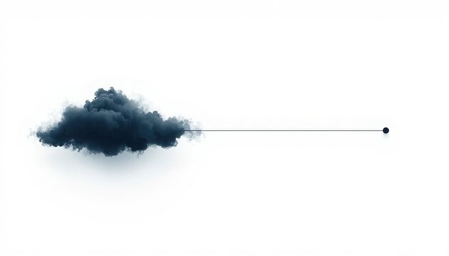 Storm cloud with a distant small black circle minimalist design dark cloud black dot weather element isolated graphic cloud shape rain cloud graphic art negative space sky icon simple graph