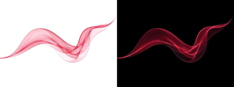 Red ribbon background with a flowing wave twisting across the frame for PNG, Transparent and Black Background Versions
