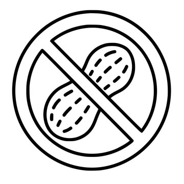 No peanut sign flat outline in black