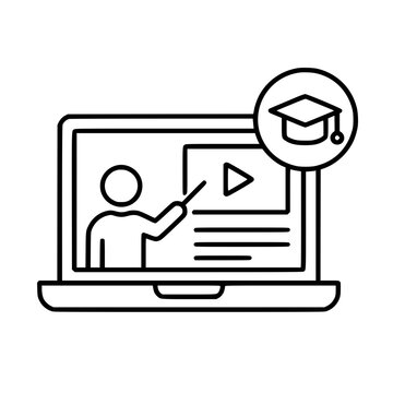 Online course icon flat outline in black