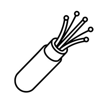 optic fiber cable icon flat outline in black
