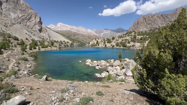 One of the Alaudin Lakes Surrounded by Fann Mountains, Tajikistan