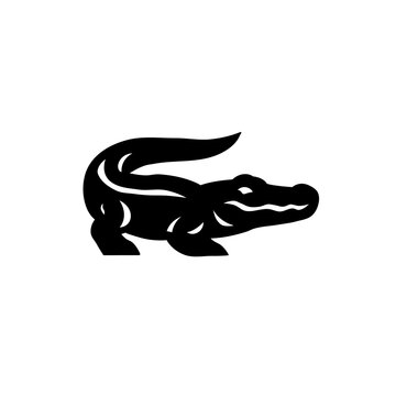 Minimalist Black Crocodile Vector Icon Logo