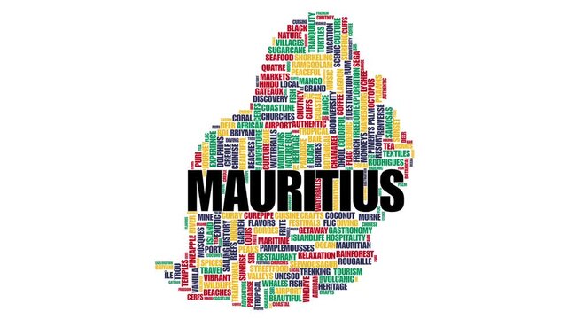 Animated Tag Cloud in the Silhouette of Mauritius