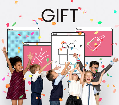 Web Window Gift Box Present Petard Label Icon