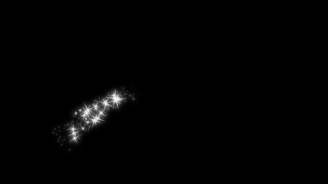 Magic sparkle line  wave overlay, white star glitter particles, magical light trail, luxury sparkle, abstract particles,  sparkle effect, glowing white star particle trail on black background,4k