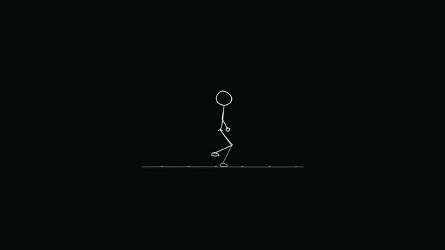 Minimalist stick figure walking motion