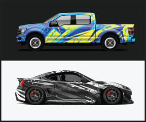 Fototapeta premium Dynamic Vehicle Wrap Designs for Trucks and Sports Cars