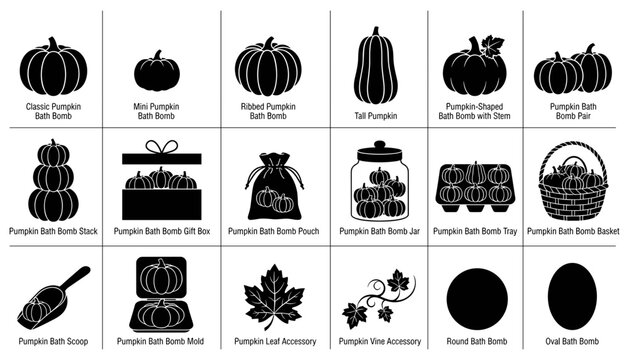 Pumpkin Bath Bombs Set with Various Shapes, Sizes, and Accessories