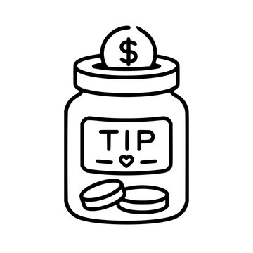 tip jar icon flat outline in black
