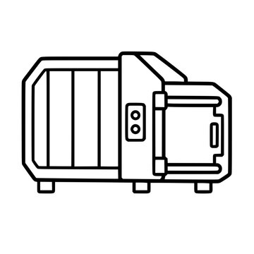 Trash compactor icon flat outline in black