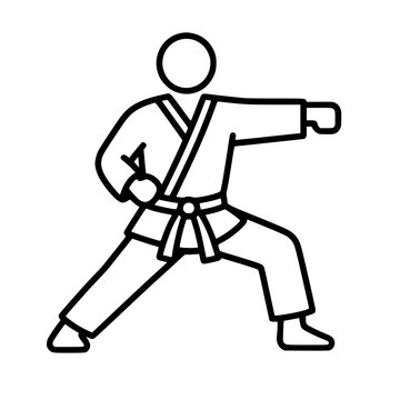 Uniform martial art icon flat outline in black