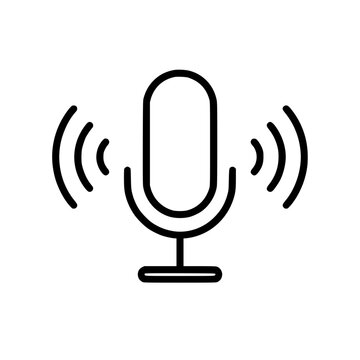 Voice recognition icon flat outline in black