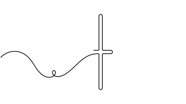 Animated number four sign continuous one line drawing moving on white background minimalist learning list and success score symbol 4k animation video