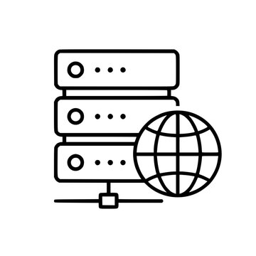Web server icon flat outline in black