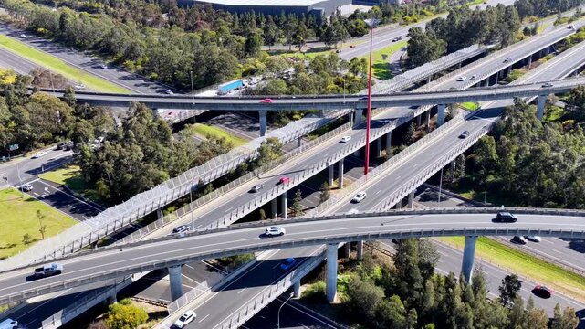 Crossing and intersection Light Horse interchange of Motoways M4 M7 Sydney West.