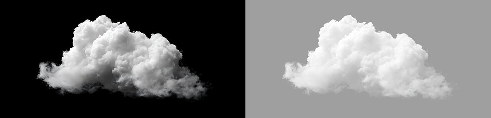 Obraz premium Fluffy white cumulus cloud isolated on transparent background. Realistic sky element for photo overlay