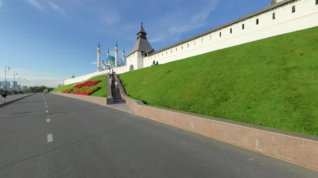 Kazan Kremlin Walls and Kul Sharif Mosque in Kazan Russia