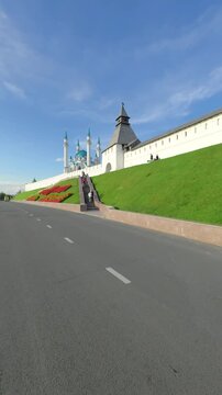 Kazan Kremlin Walls and Kul Sharif Mosque in Kazan Russia