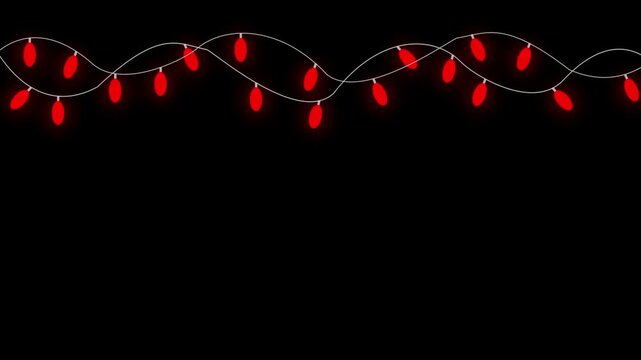 Festive christmas lights frame with glowing multicolor bulbs arranged as a decorative garland, flashing and light bulb string on black background, seamless loop for holiday celebration videos. 4K