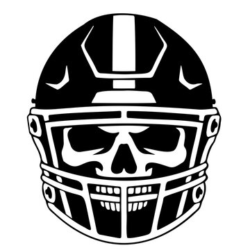 Skull wearing a football helmet graphic icon for sports team logo or apparel design