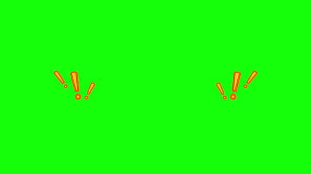 Animated exclamation marks motion graphic on green screen