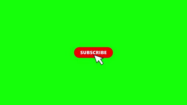 Animated subscribe button with mouse click on green screen