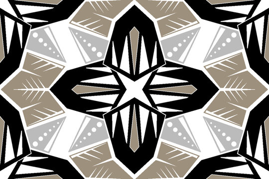Abstract Geometric Monochrome Native Tribal Pattern Background Design