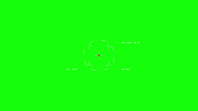 Chroma key green screen background with overlay HUD target