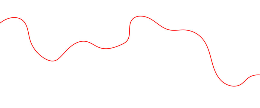 Red thread isolates on a white background. Red silk thread looped in a circle form, symbolizing vector thread of fate in chinese tradition. .Line of red yarn, long red thread.