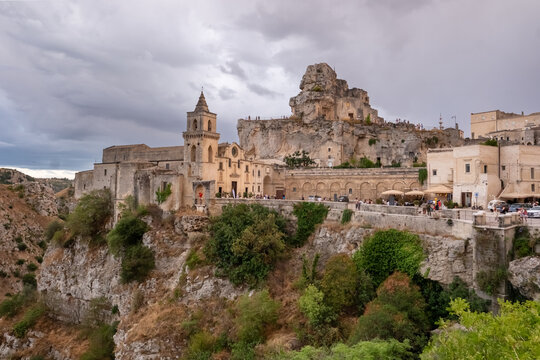 Ancient Church and Sassi Dwellings in Matera, Italy