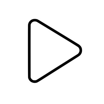 Play button icon flat outline in black