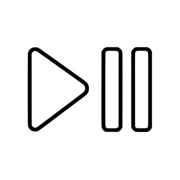 Play pause icon flat outline in black