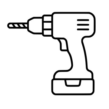Power drill icon flat outline in black