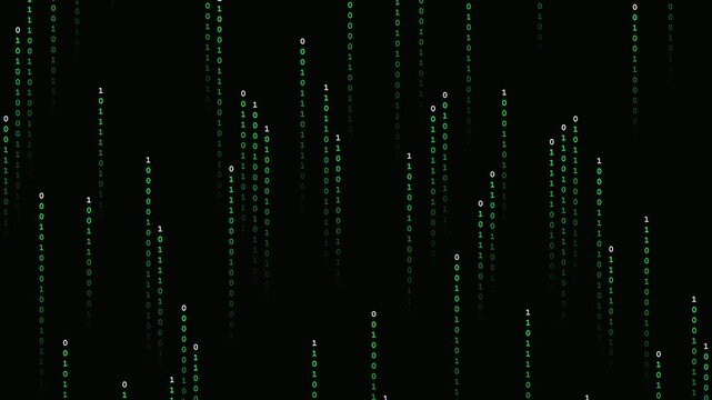 Digital matrix rain animation loop with falling green code in 4K