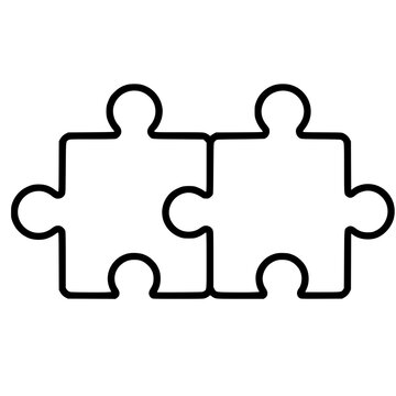 Puzzle compatible icon flat outline in black