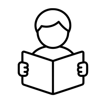 Reading icon flat outline in black