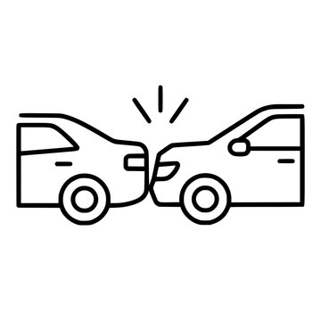 Rear end collision icon flat outline in black