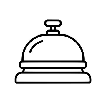 Reception bell icon flat outline in black