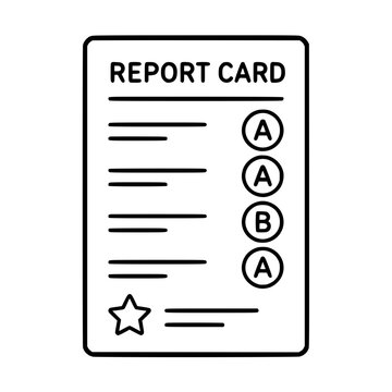 Report card icon flat outline in black