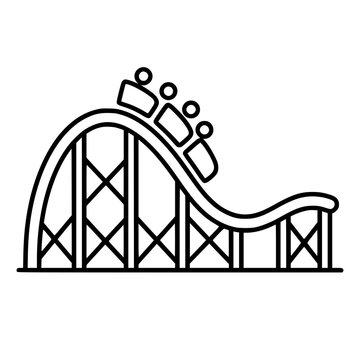 Roller coaster icon flat outline in black