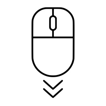 Scroll down computer mouse icon flat outline in black