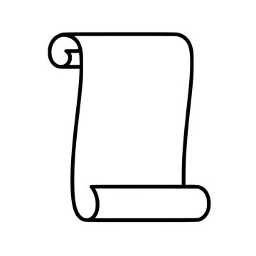 Scroll paper icon flat outline in black