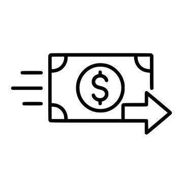 Send money icon flat outline in black