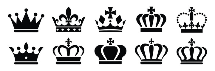 Royal Crowns for Luxury and Heraldic Designs Featuring Fleur de Lis, Monarchy, Medieval Sovereignty, Imperial Prestige, and Decoration ©  
